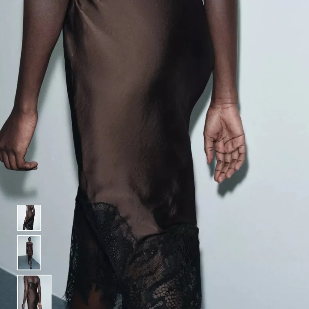Zara Chocolate Asymmetrical Dress with Lace - Picture 5 of 11